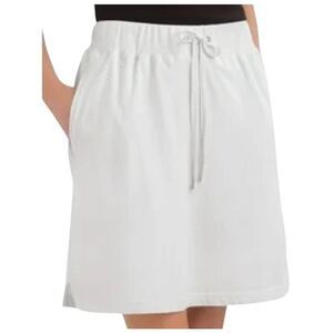 Woman Within Women's White Cotton/Poly Drawstring Skort w Pockets